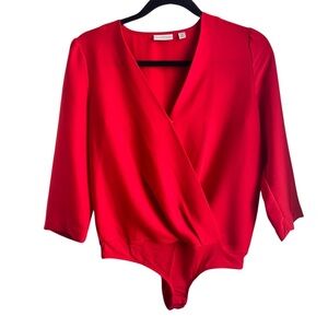 New York and Company | Eva Mendes Red Satin Bodysuit